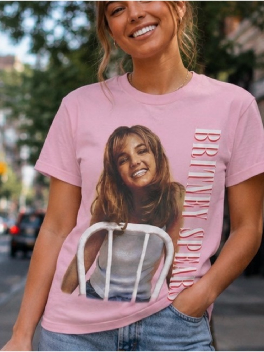 Britney Spears Soft  Pink Graphic Tee -Y2K   Small